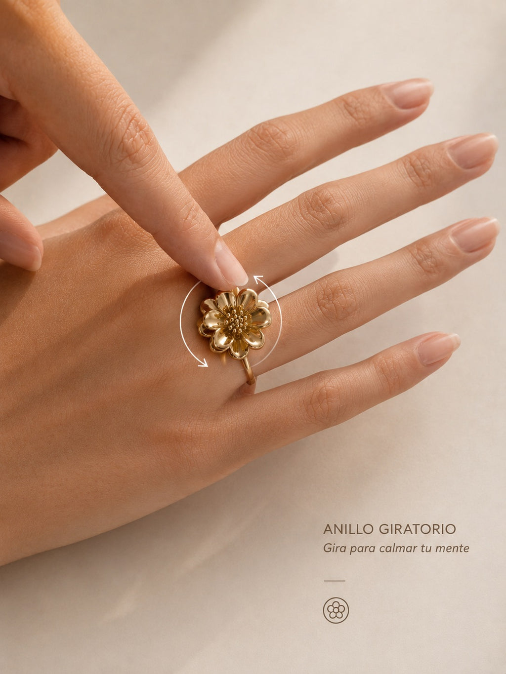 Anillo Flor giratorio