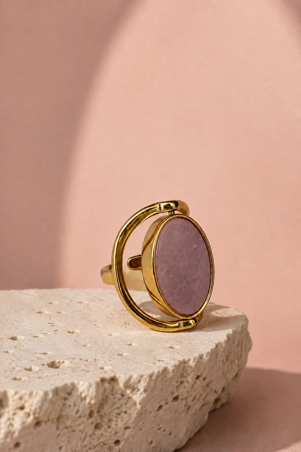 Anillo Rosa mineral giratorio