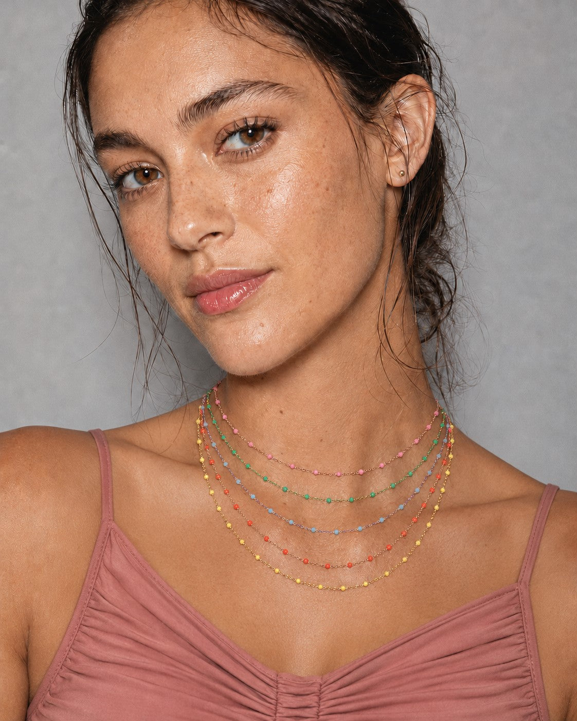 Collar Perlitas rosa